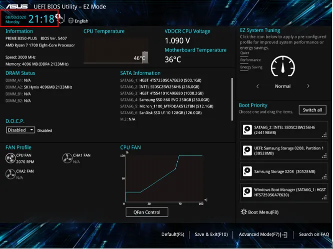 Kiểm tra và điều chỉnh thời gian hệ thống trong BIOS để đồng bộ hóa với giờ địa phương.