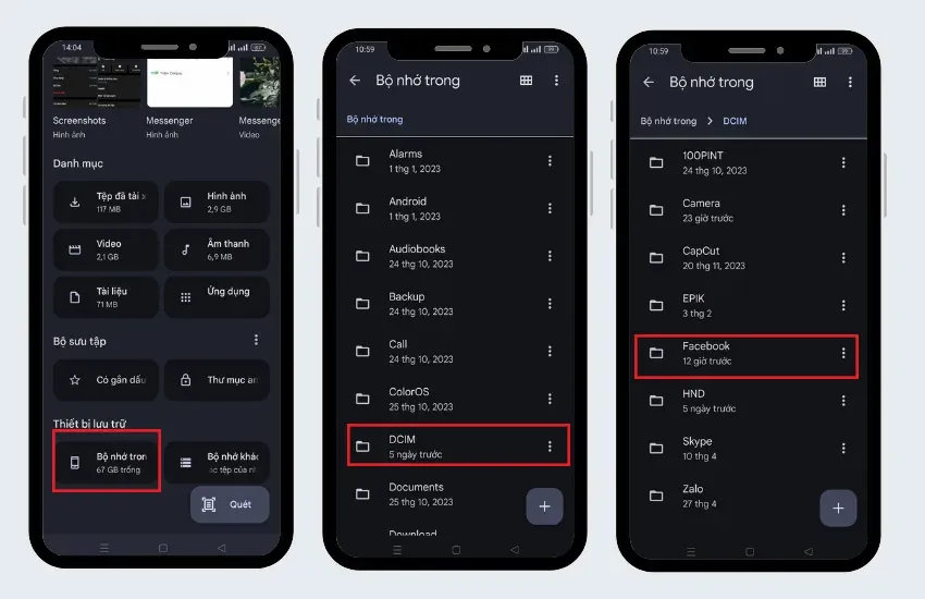 Kiểm tra và giải phóng bộ nhớ điện thoại để tải video Messenger