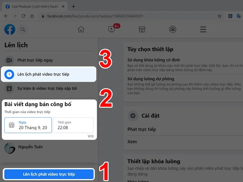Lên lịch phát trực tiếp video trên Facebook bằng OBS
