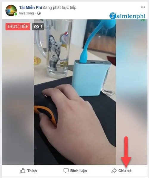Lựa chọn nút chia sẻ trên bài đăng Facebook Live để mở rộng tiếp cận