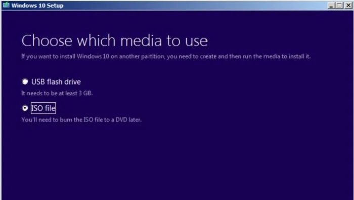 Lựa chọn tải bộ cài đặt Windows 10 64bit dưới dạng file ISO