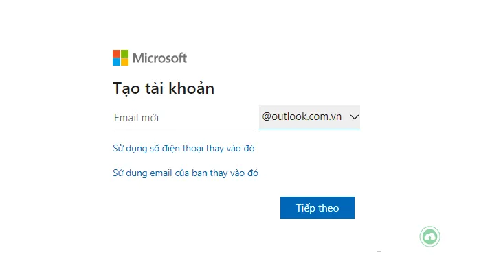 Lựa chọn tên miền Outlook hoặc Hotmail khi tạo địa chỉ email mới