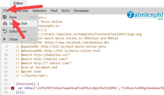 Lưu script Tampermonkey sau khi chỉnh sửa hoàn tất