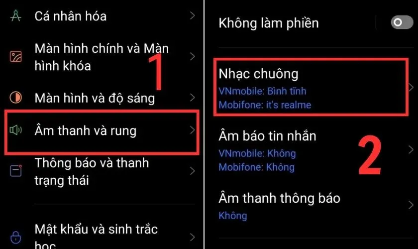 Màn hình cài đặt âm thanh trên điện thoại OPPO, liên quan đến quản lý các tệp media đã tải xuống từ YouTube