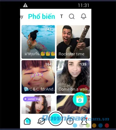 Màn hình chính của Bigo Live trên máy tính hiển thị danh sách các streamer đang phát trực tiếp