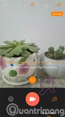 Màn hình chọn nút quay sau khi đã chọn nhạc nền cho video Kwai