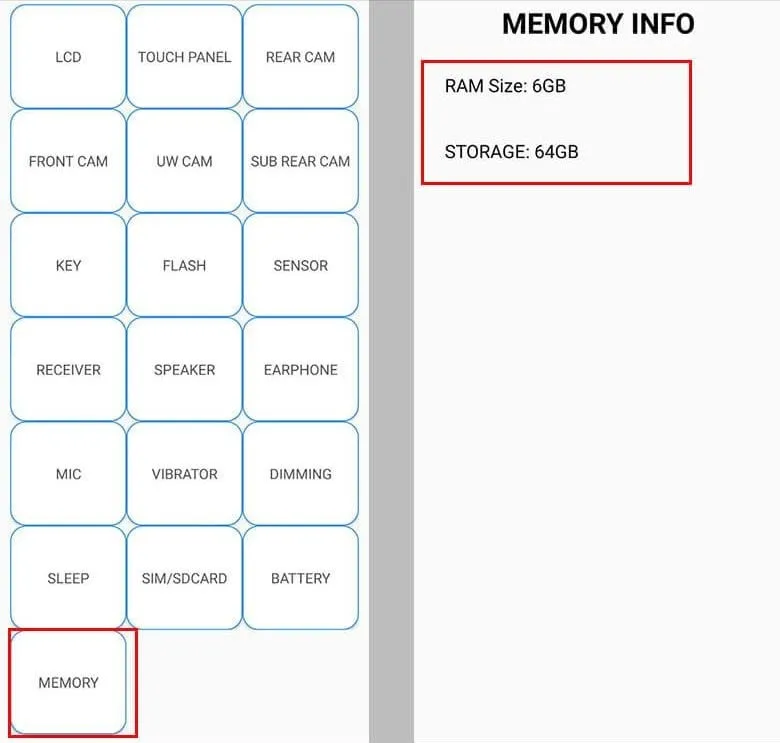 Màn hình hiển thị thông tin cấu hình Vsmart Live qua mã bí mật