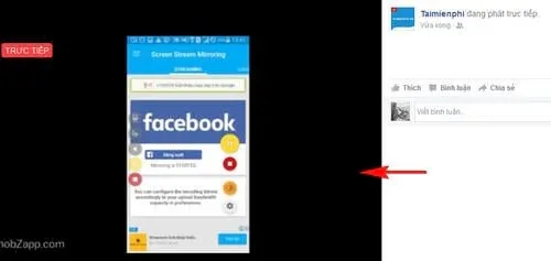 Màn hình yêu cầu quyền truy cập nhóm khi live điện thoại qua Screen Stream Mirror