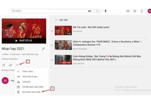 Menu tùy chọn trên YouTube, minh họa cài đặt để quản lý video, bao gồm các video từ cách tải video từ youtube trackid sp-006