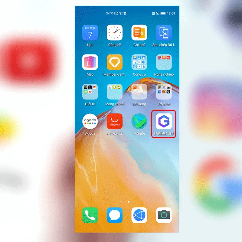 Mở ứng dụng biểu tượng 'G' màu tím trên nền trắng để khởi chạy quá trình cài đặt dịch vụ Google ban đầu trên điện thoại Huawei.