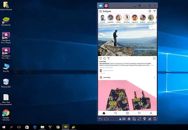 Môi trường giả lập Android Bluestacks với ứng dụng Instagram, hướng dẫn cách tải video trên IG bằng máy tính hiệu quả với ứng dụng hỗ trợ.