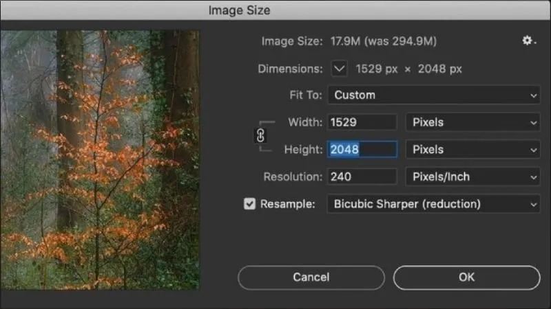 Nên resize lại ảnh có chiều ngang lớn nhất là 2048px để không bị vỡ ảnh trên fanpage