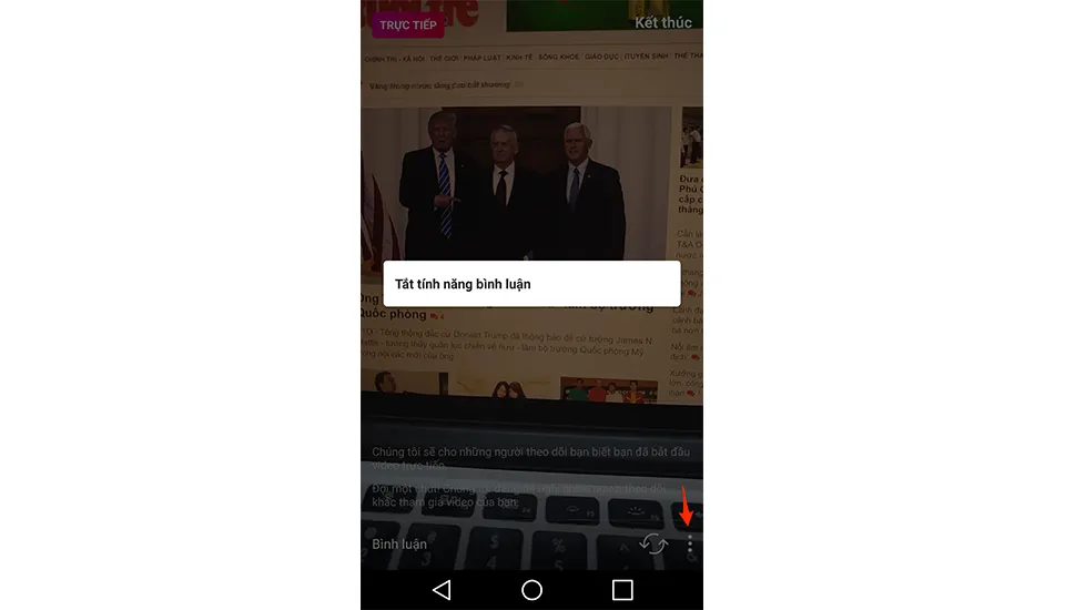 Nhấn "Kết thúc" để hoàn tất buổi live stream
