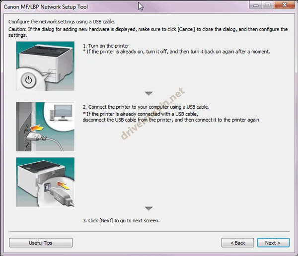 Nhấn Next để tiếp tục tìm kiếm Wi-Fi cho máy in Canon 6030W