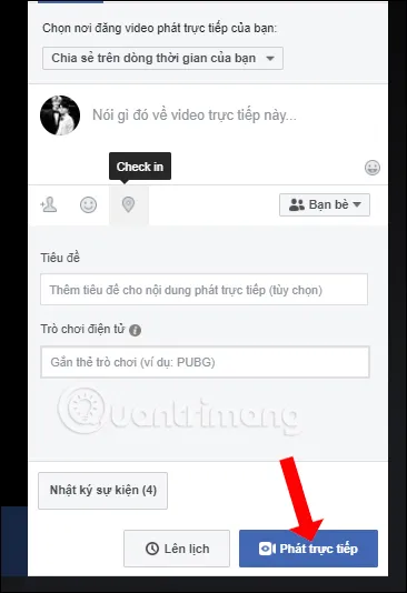 Nhấn Phát trực tiếp