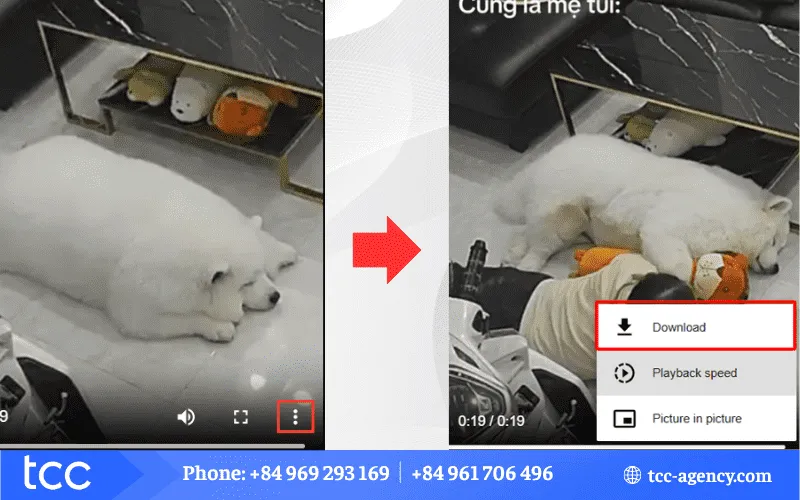 Nhấn vào biểu tượng dấu ba chấm để tải video TikTok về thiết bị sau khi lựa chọn định dạng.
