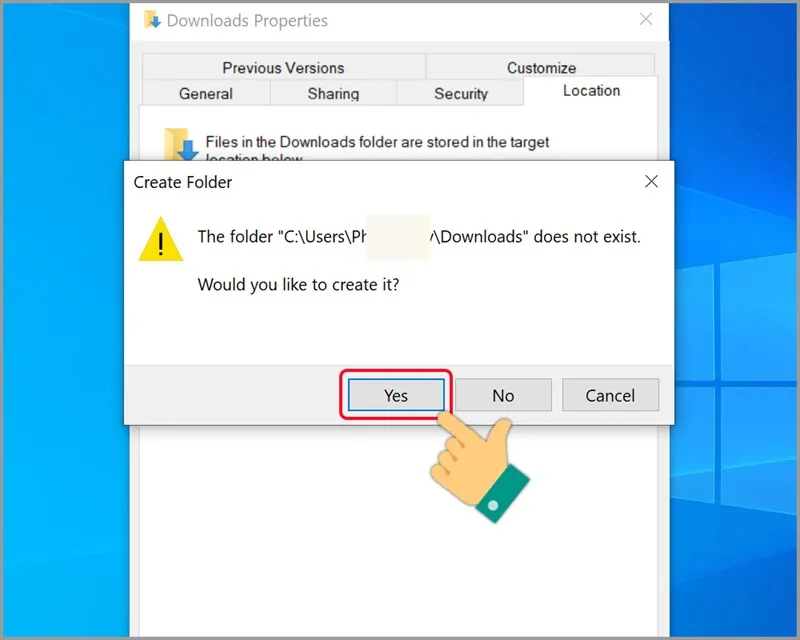 Nhấn Yes để xác nhận