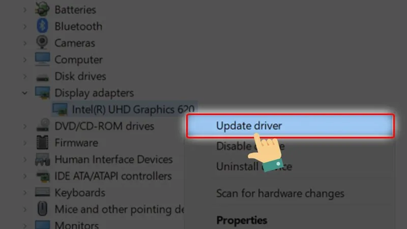 Nhấp chuột phải vào và chọn Update driver