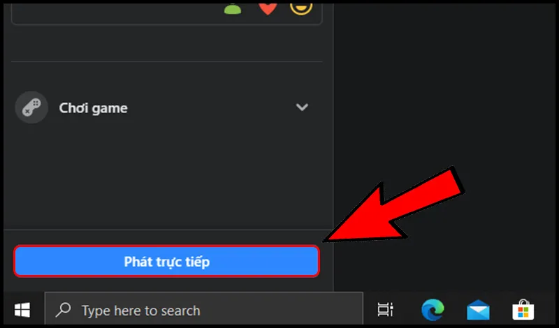Nút bắt đầu livestream trên Facebook từ giao diện máy tính, sẵn sàng để phát sóng trực tiếp