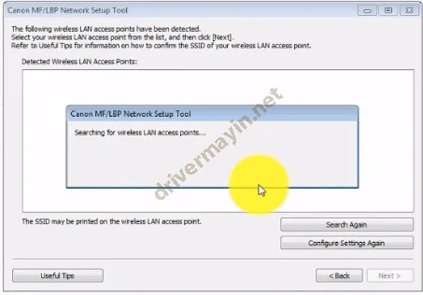 Quá trình tìm kiếm mạng Wi-Fi cho máy in Canon 6030W