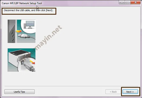 Rút cáp USB sau khi cấu hình Wi-Fi cho máy in Canon 6030W