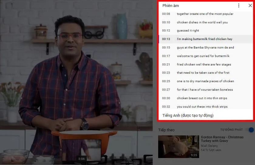 Sao chép bản phụ đề của video và dán vào Google Dịch