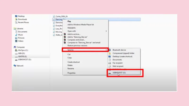 Sử dụng tính năng "Send to" để chuyển trực tiếp video YouTube đã tải vào thẻ nhớ từ máy tính