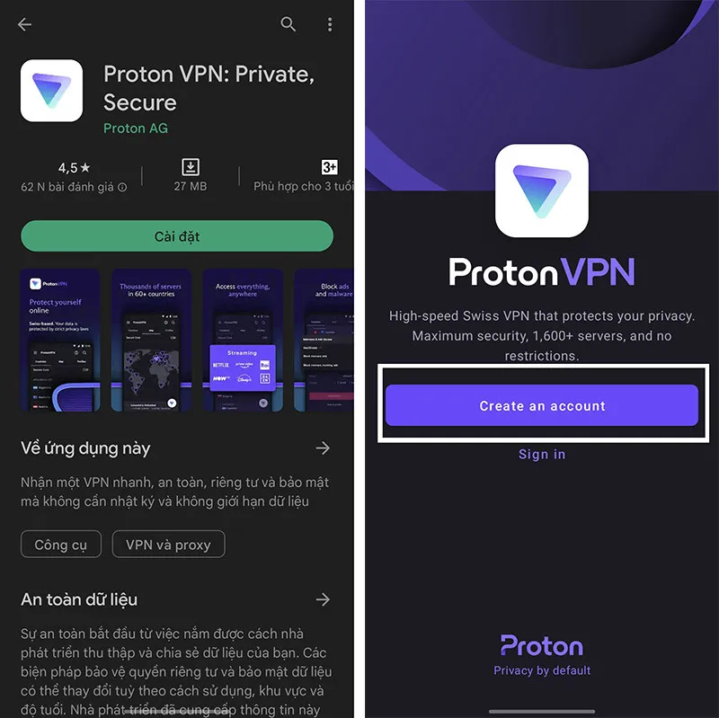 Sử dụng ứng dụng Proton VPN để đảm bảo riêng tư khi tải video Xhamster.