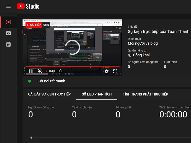 Sự kiện phát trực tiếp trên YouTube đang diễn ra