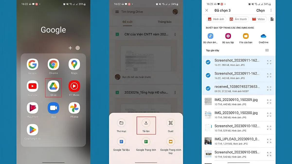 Tải ảnh lên Google Drive từ điện thoại