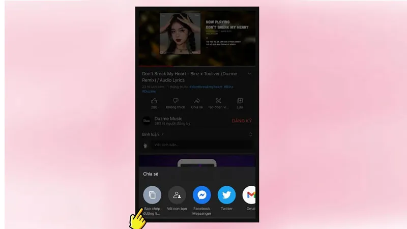 Thao tác chia sẻ và sao chép đường dẫn video trên YouTube