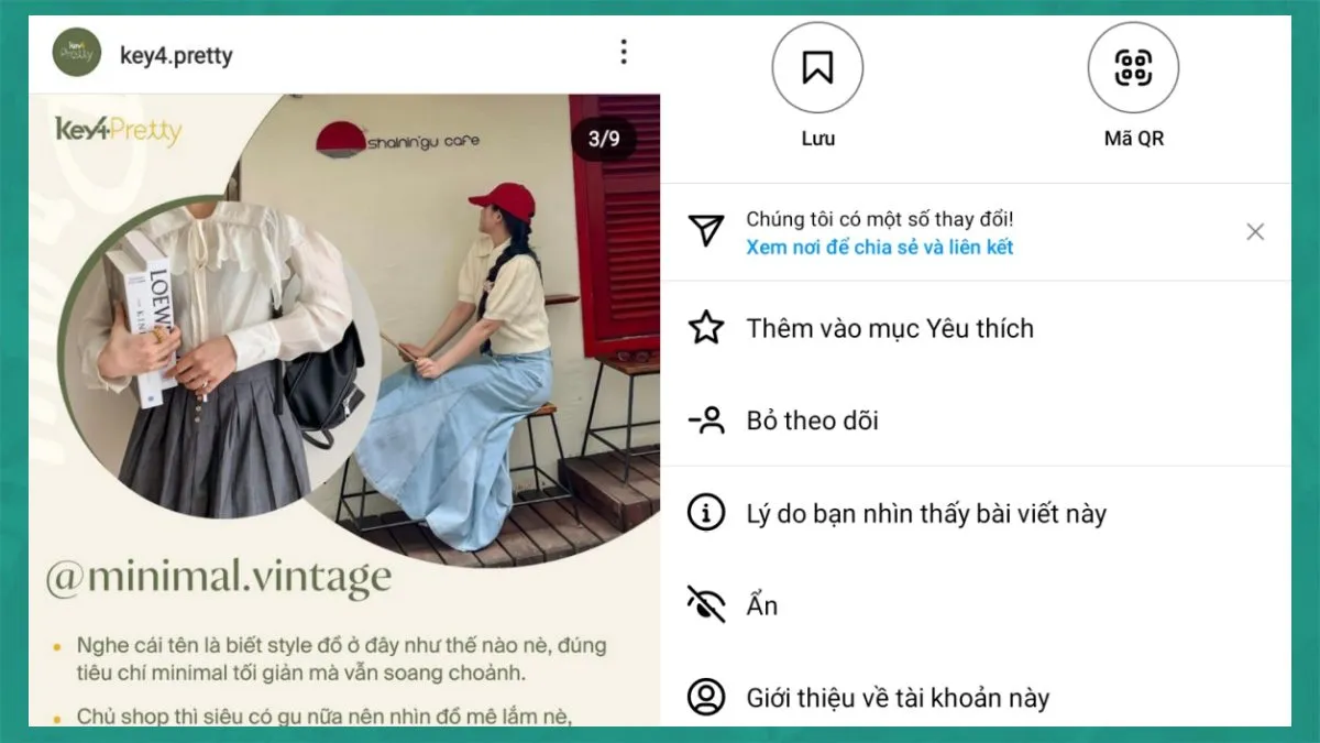 Thao tác sao chép liên kết bài đăng trên Instagram từ ứng dụng trên iPhone