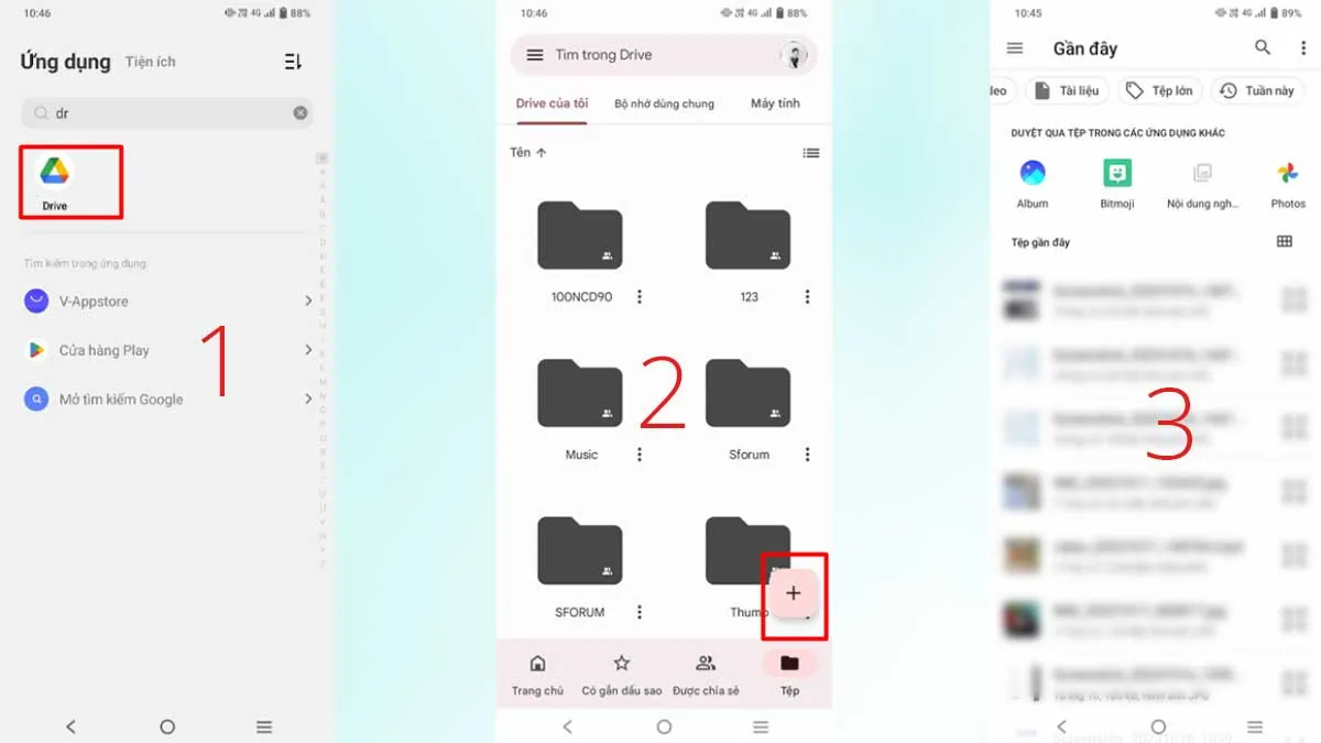 Thao tác tải ảnh lên Google Drive trên Android
