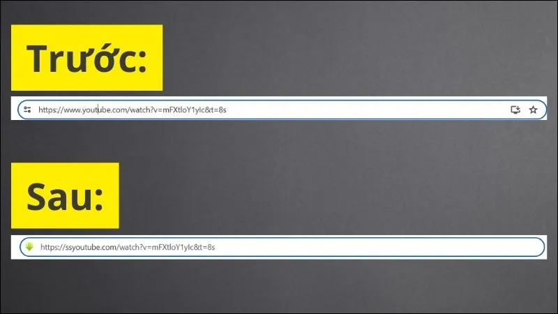 Thay thế "www." bằng "ss" trong đường dẫn YouTube trên máy tính để tải âm thanh bằng Savefrom.net.