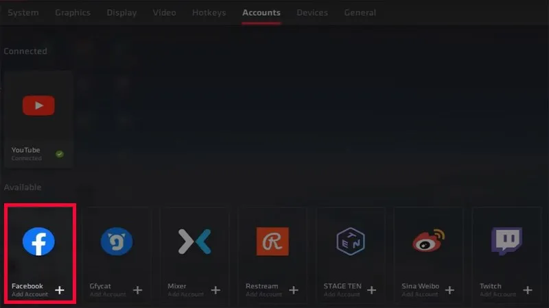 Thêm nền tảng facebook