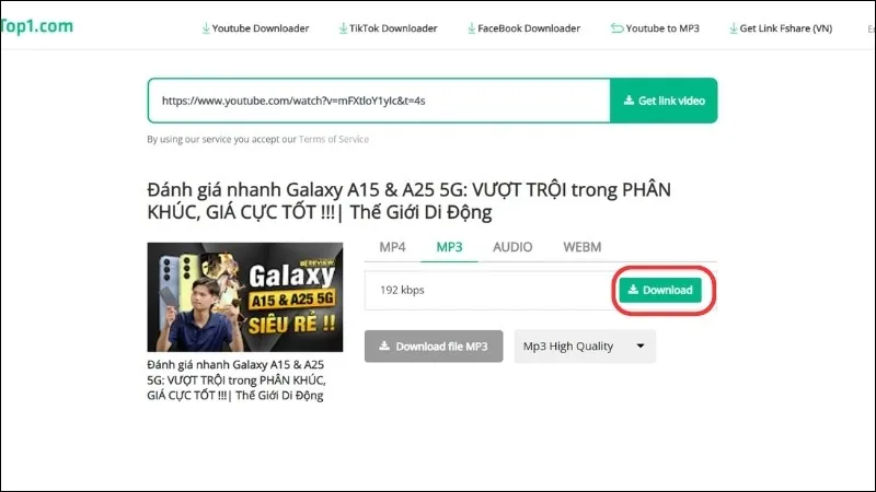 Thực hiện tải video YouTube xuống thiết bị của bạn