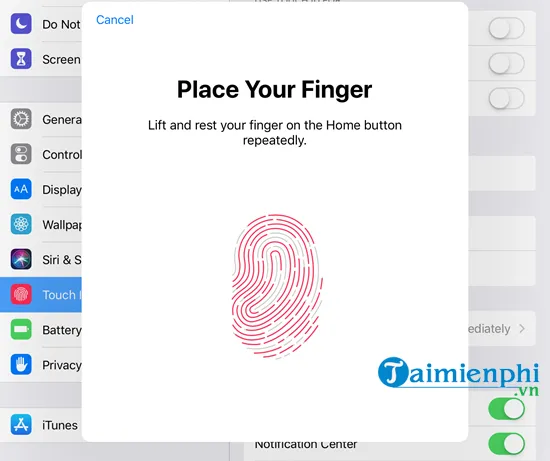 Tiếp tục quét vân tay để hoàn thiện nhận diện trên iPhone 6