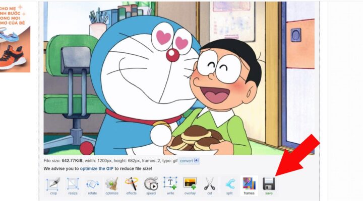 Xem trước và tải ảnh GIF đã tạo từ Ezgif.com sau khi tải video YouTube