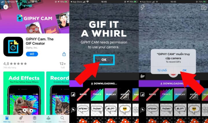 Mở Giphy Cam và chọn nguồn ảnh/video để tạo GIF động