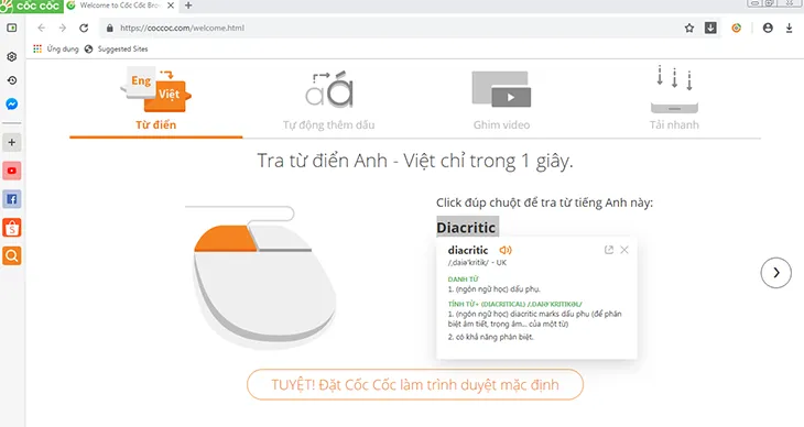 Tra cứu nhanh trên trình duyệt Cốc Cốc