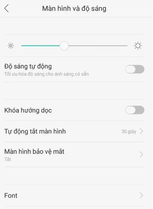 Truy cập cài đặt hiển thị của điện thoại Android để hoàn tất việc kích hoạt font Pinyin thông qua iFont