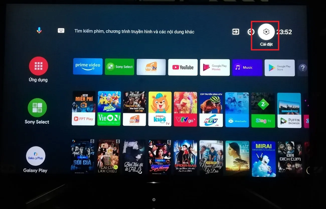 Truy cập cài đặt TV để thiết lập kết nối Wifi Direct và tải video lên