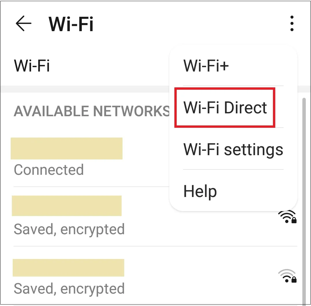 Truy cập cài đặt Wifi Direct trên điện thoại để bắt đầu chia sẻ video lên TV