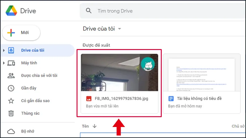 Truy cập Google Drive trên máy tính và tìm video bạn vừa tải lên