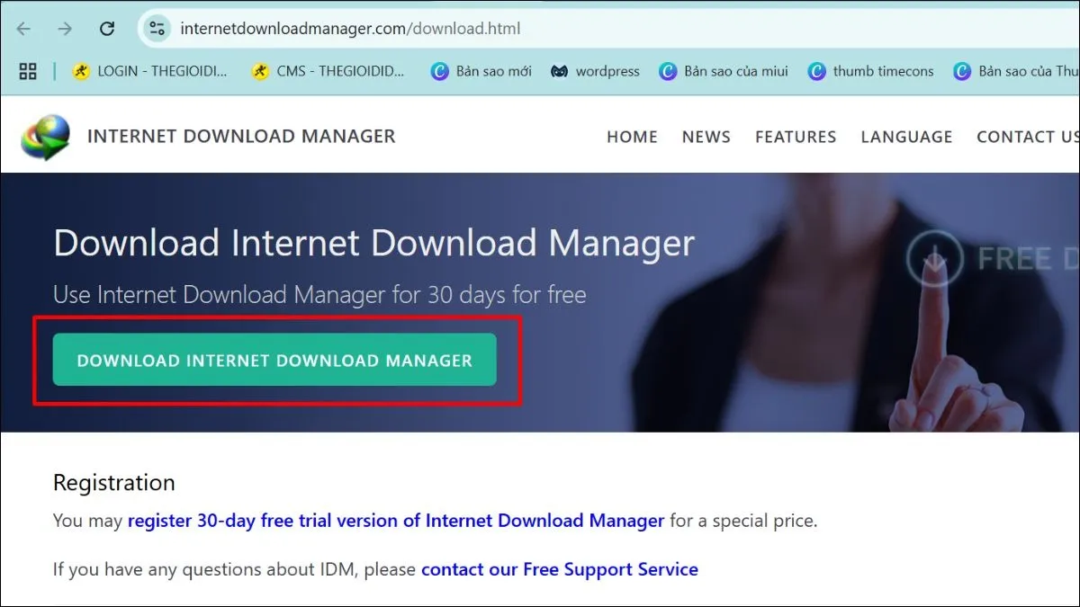 Truy cập trang web chính thức để tải phần mềm IDM, một công cụ hiệu quả cho cách tải video trên web về máy tính.