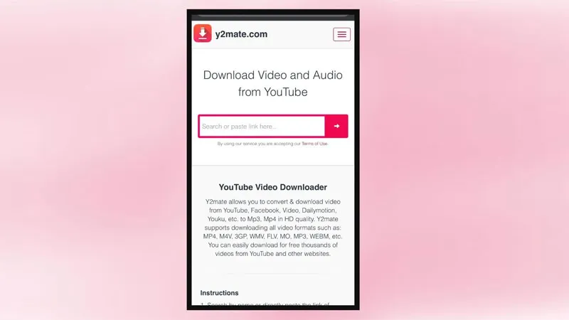 Truy cập Y2mate.com để tải video YouTube về thẻ nhớ