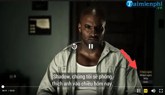 Tùy chọn chất lượng video trên HDViet yêu cầu đăng nhập và VIP