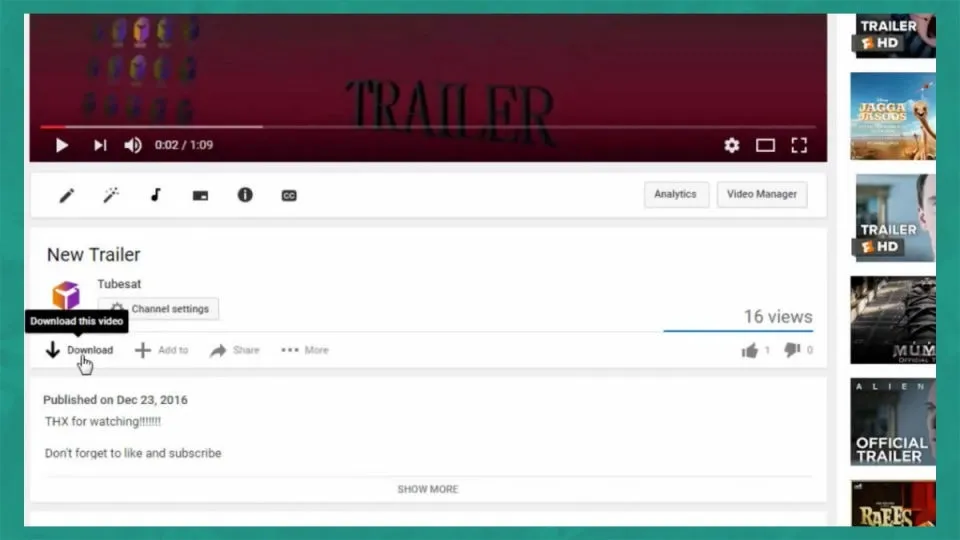Tùy chọn Download xuất hiện trên Kwizzu.com khi phát video từ PhimHD.Net, cho phép tải xuống nhanh chóng