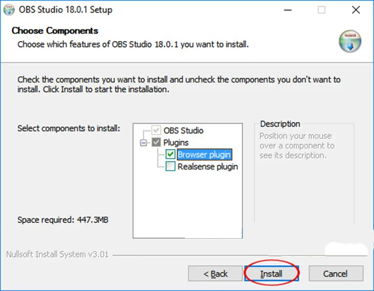 Tùy chọn plugin và nhấn Install để cài đặt OBS Studio hỗ trợ live stream Facebook