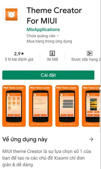 Ứng dụng Theme Creator For MIUI, một lựa chọn khác để cài đặt font chữ trên điện thoại Xiaomi hoặc sử dụng nền tảng MIUI